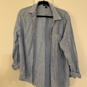 Chaps Light Blue and White Striped Shirt